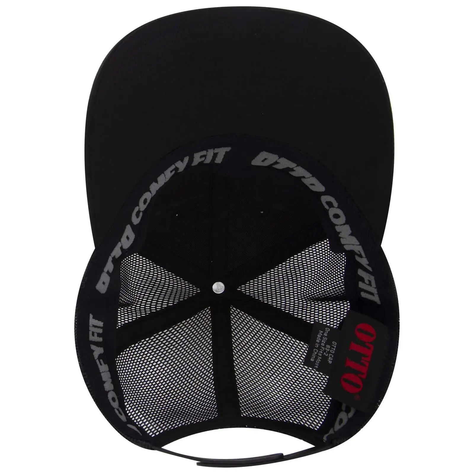 OTTO 83-2 ’OTTO Comfy Fit’ 6 Panel Low Profile Mesh Back Trucker Cap - Black - Black / 7 3/8’’ - 7 5/8’’