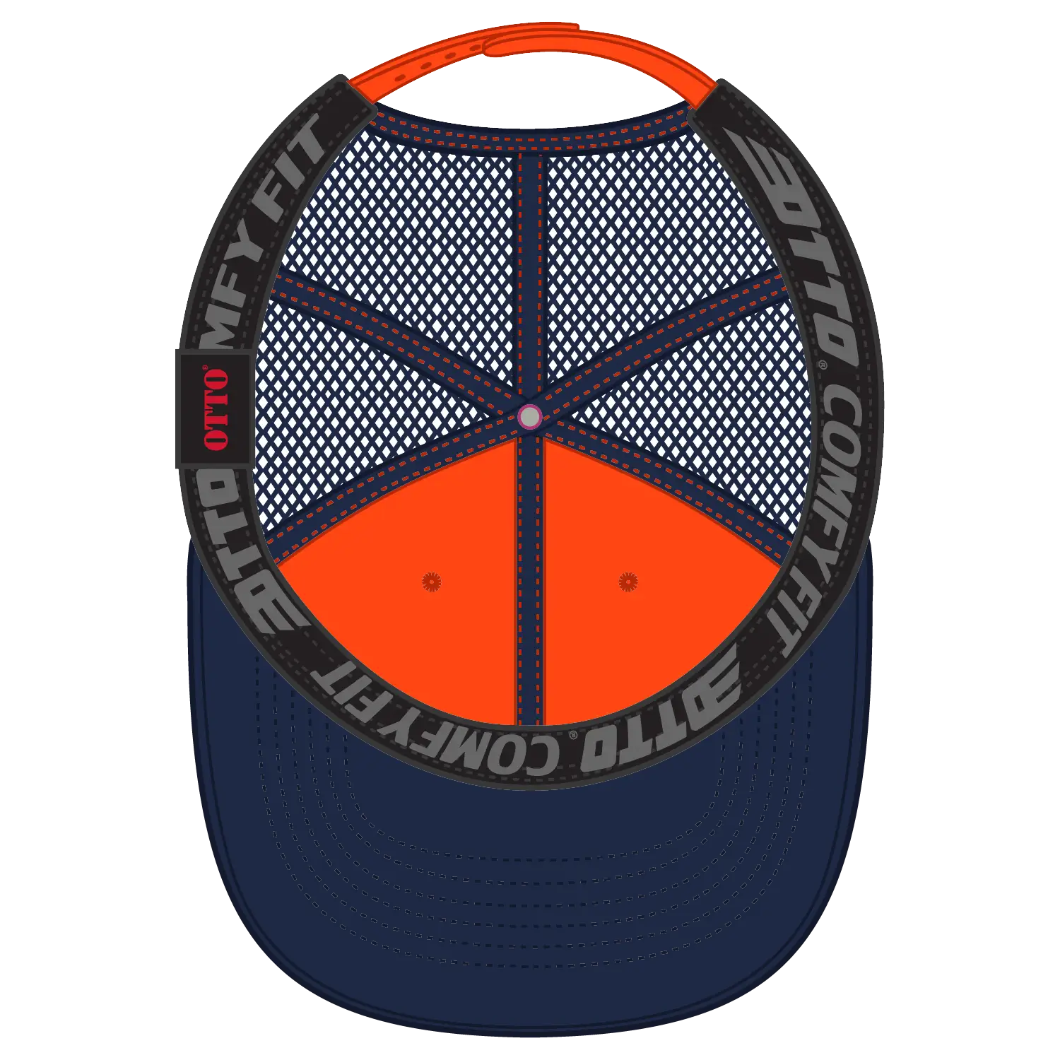 OTTO 83-2 ’OTTO Comfy Fit’ 6 Panel Low Profile Mesh Back Trucker Cap - Nvy/Org/Org - Nvy/Org/Org / 7 3/8’’ - 7 5/8’’