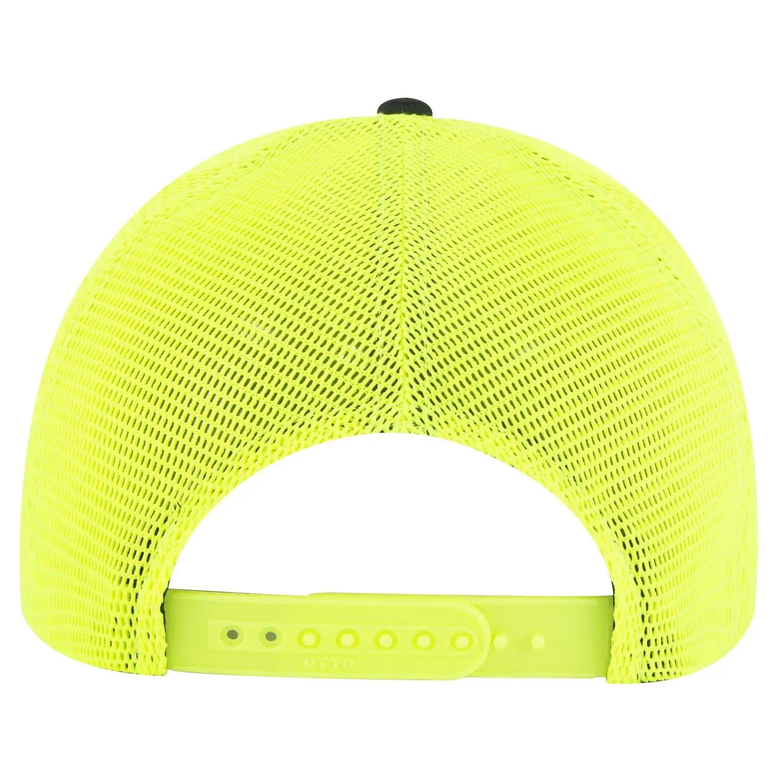 OTTO 83-2 ’OTTO Comfy Fit’ 6 Panel Low Profile Mesh Back Trucker Cap - Blk/Blk/N.Ylw - Blk/Blk/N.Ylw / 7 3/8’’ - 7 5/8’’