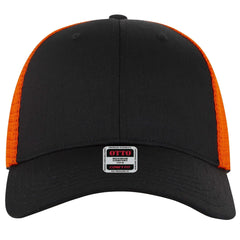 OTTO 83-2 ’OTTO Comfy Fit’ 6 Panel Low Profile Mesh Back Trucker Cap - Blk/Blk/Org - Blk/Blk/Org / 7 3/8’’ - 7 5/8’’