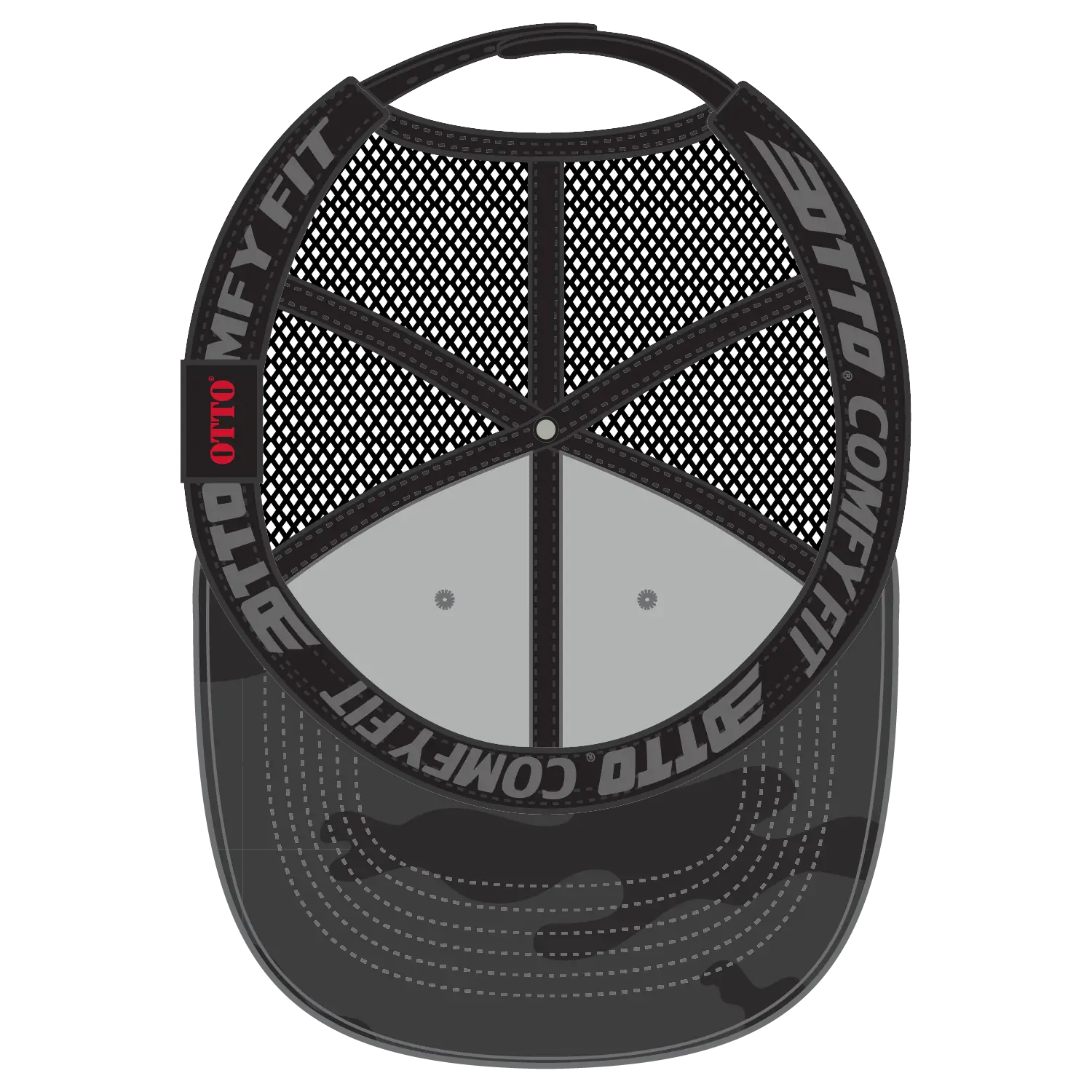 OTTO 83-2 ’OTTO Comfy Fit’ 6 Panel Low Profile Mesh Back Trucker Cap - Blk/Ch.Gry/Blk - Blk/Ch.Gry/Blk / 7 3/8’’ - 7