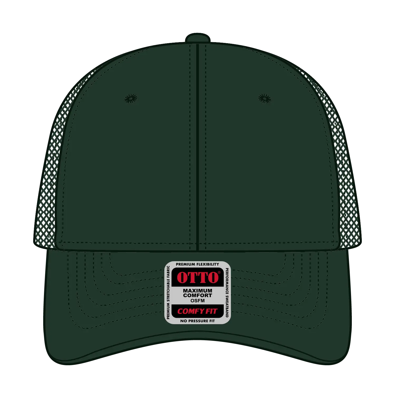 OTTO 83-2 ’OTTO Comfy Fit’ 6 Panel Low Profile Mesh Back Trucker Cap - Dk. Green - Dk. Green / 7 3/8’’ - 7 5/8’’