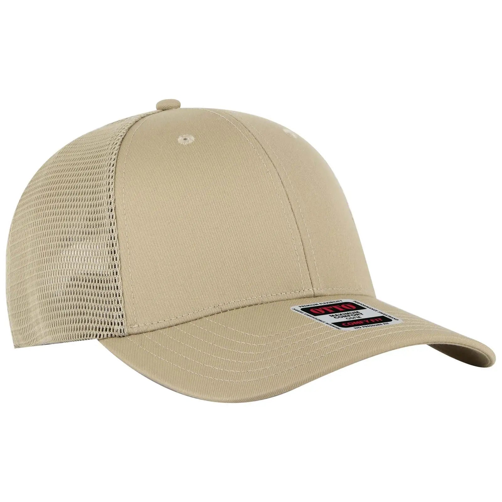 OTTO 83-2 ’OTTO Comfy Fit’ 6 Panel Low Profile Mesh Back Trucker Cap - Khaki - Khaki / 7 3/8’’ - 7 5/8’’