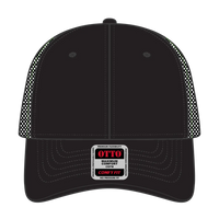 OTTO 83-2 ’OTTO Comfy Fit’ 6 Panel Low Profile Mesh Back Trucker Cap - Blk/Blk/N.Grn - Blk/Blk/N.Grn / 7 3/8’’ - 7 5/8’’