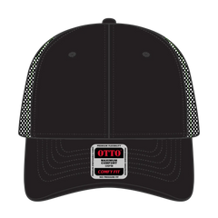 OTTO 83-2 ’OTTO Comfy Fit’ 6 Panel Low Profile Mesh Back Trucker Cap - Blk/Blk/N.Grn - Blk/Blk/N.Grn / 7 3/8’’ - 7 5/8’’