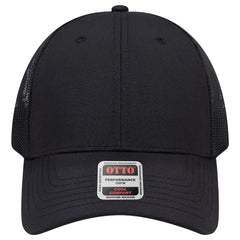 OTTO 83-3 6 Panel Low Profile Mesh Back Trucker Cap - Black - Black / 7 3/8’’ - 7 5/8’’