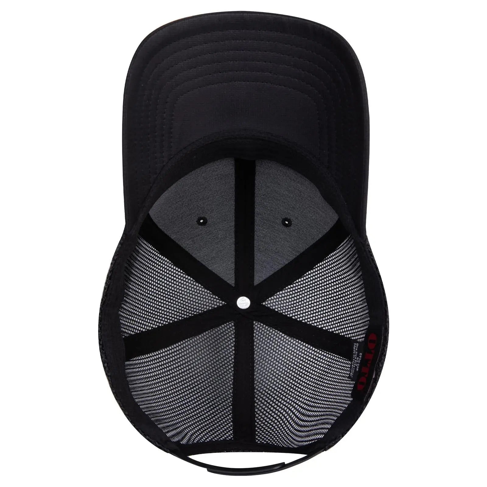 OTTO 83-3 6 Panel Low Profile Mesh Back Trucker Cap - Black - Black / 7 3/8’’ - 7 5/8’’