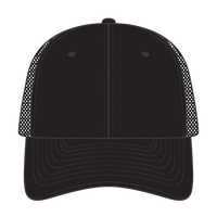 OTTO 83-3 6 Panel Low Profile Mesh Back Trucker Cap - Black - Black / 7 3/8’’ - 7 5/8’’