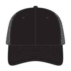 OTTO 83-3 6 Panel Low Profile Mesh Back Trucker Cap - Black - Black / 7 3/8’’ - 7 5/8’’