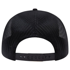 OTTO 83-3 6 Panel Low Profile Mesh Back Trucker Cap - Black - Black / 7 3/8’’ - 7 5/8’’