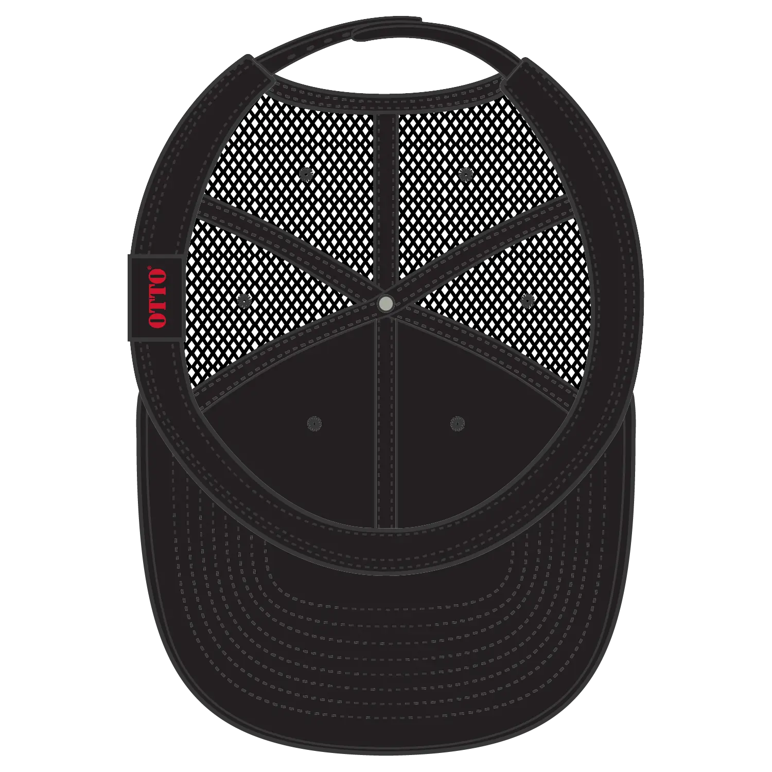 OTTO 83-3 6 Panel Low Profile Mesh Back Trucker Cap - Black - Black / 7 3/8’’ - 7 5/8’’