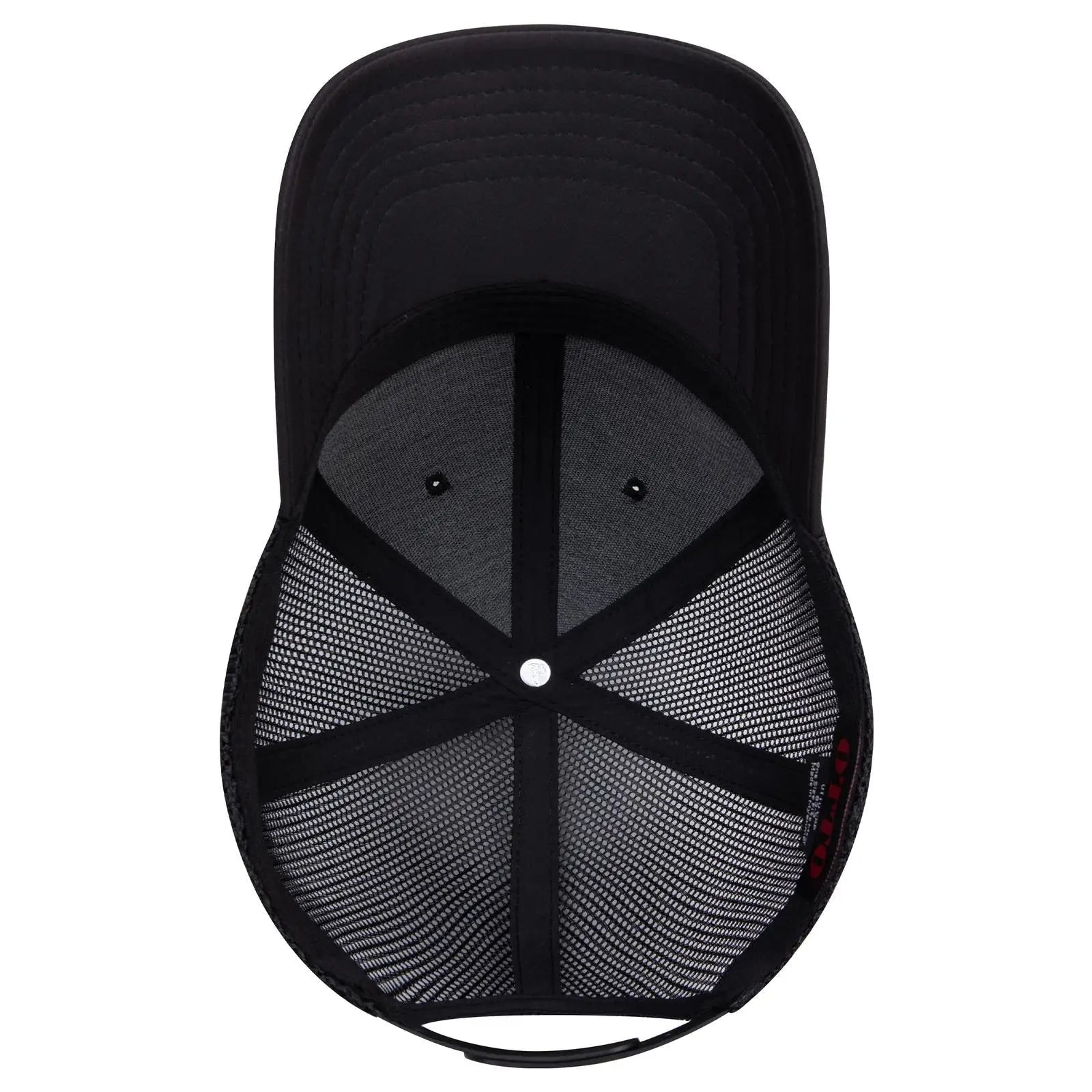 OTTO 83-3 6 Panel Low Profile Mesh Back Trucker Cap - Black - Black / 7 3/8’’ - 7 5/8’’