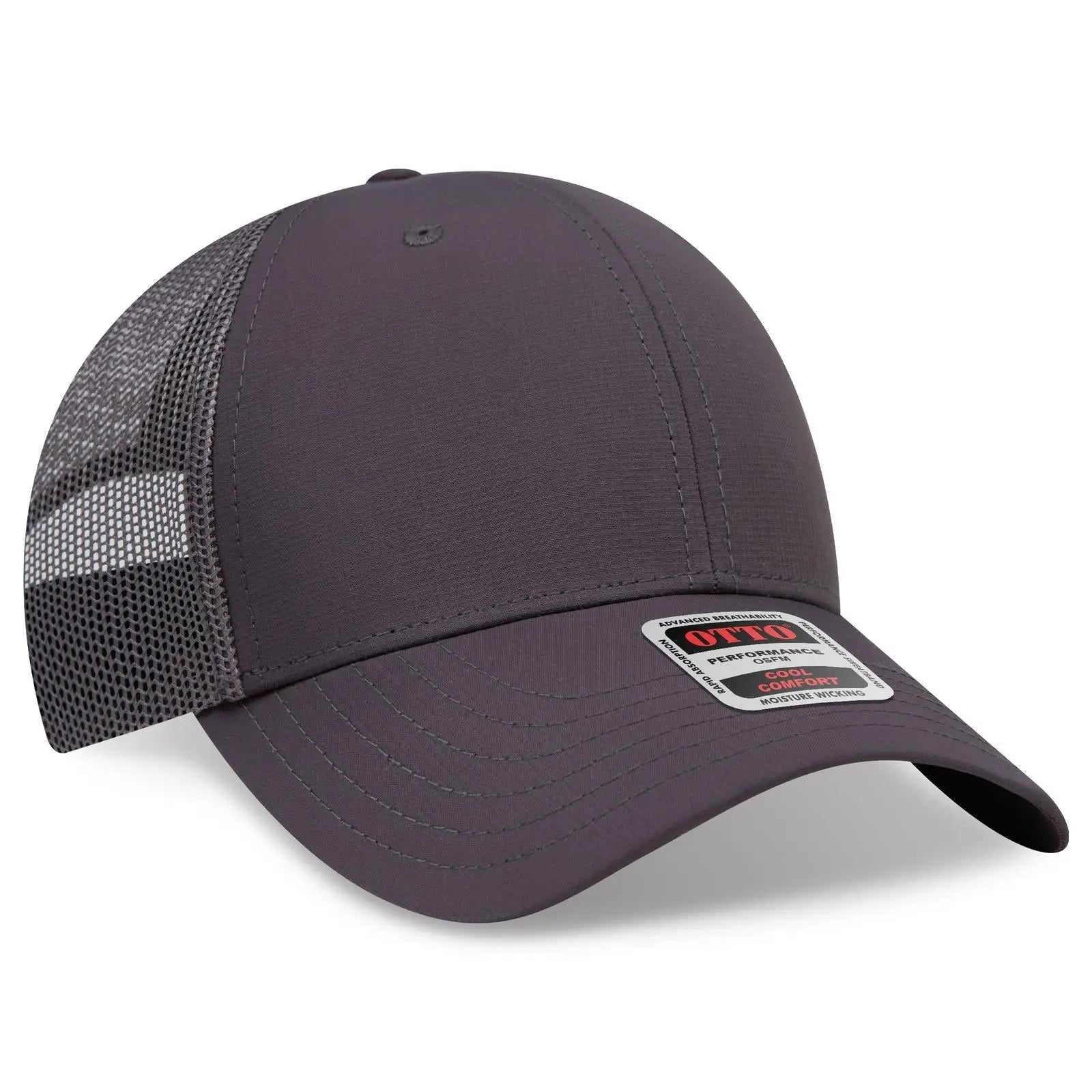 OTTO 83-3 6 Panel Low Profile Mesh Back Trucker Cap - Char. Gray - Char. Gray / 7 3/8’’ - 7 5/8’’