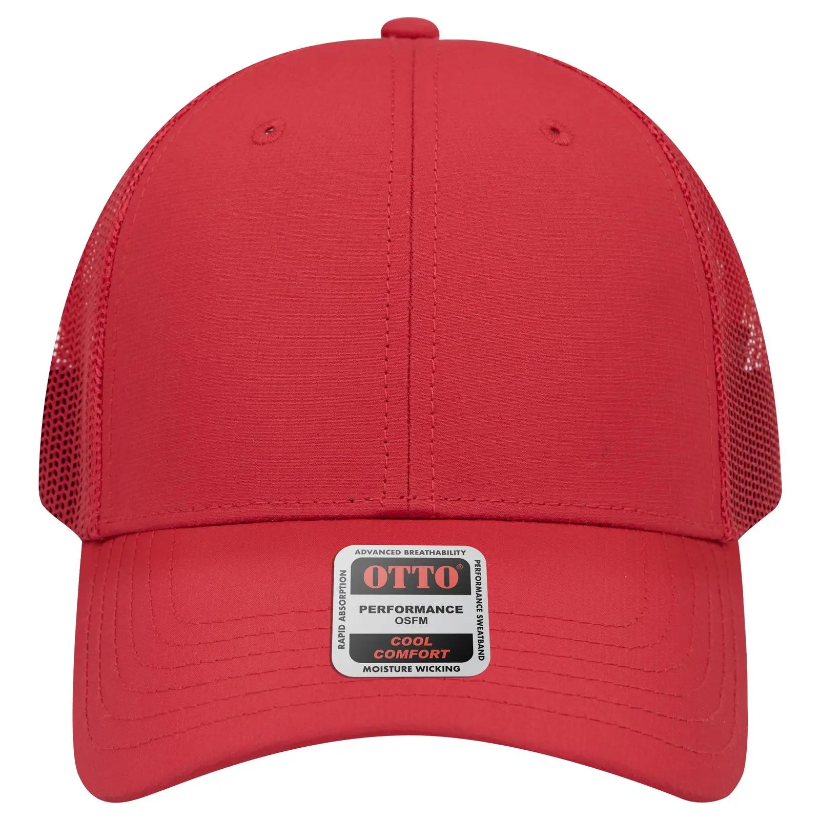 OTTO 83-3 6 Panel Low Profile Mesh Back Trucker Cap - Red - Red / 7 3/8’’ - 7 5/8’’