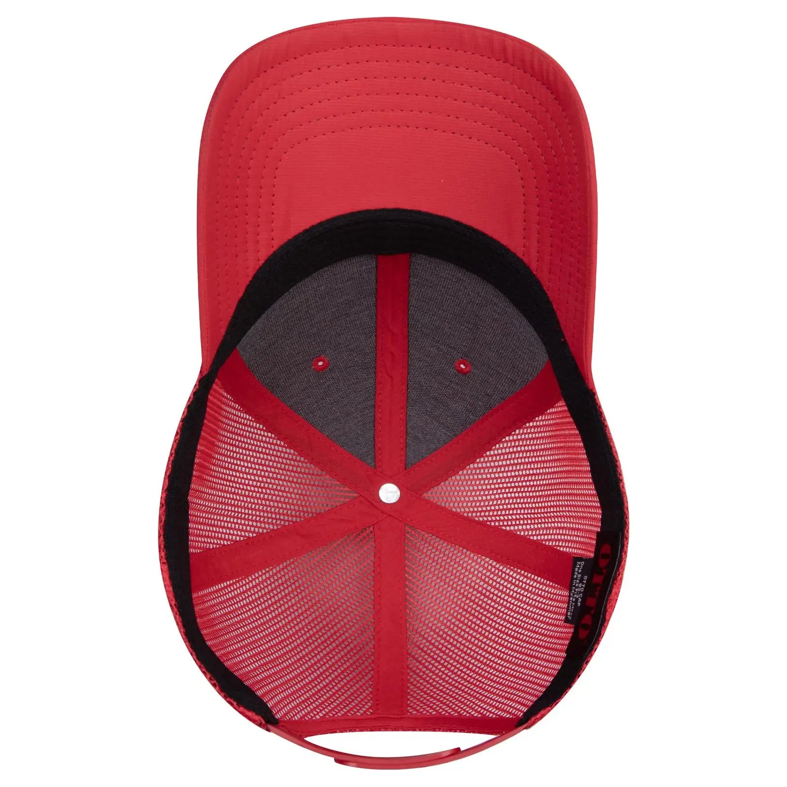 OTTO 83-3 6 Panel Low Profile Mesh Back Trucker Cap - Red - Red / 7 3/8’’ - 7 5/8’’