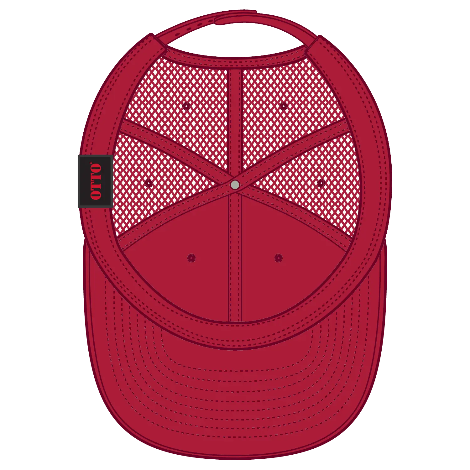 OTTO 83-3 6 Panel Low Profile Mesh Back Trucker Cap - Red - Red / 7 3/8’’ - 7 5/8’’