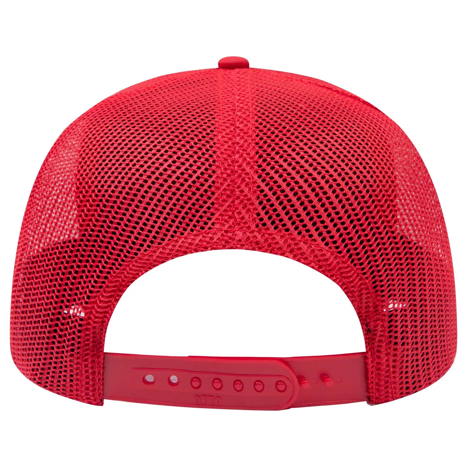 OTTO 83-3 6 Panel Low Profile Mesh Back Trucker Cap - Red - Red / 7 3/8’’ - 7 5/8’’