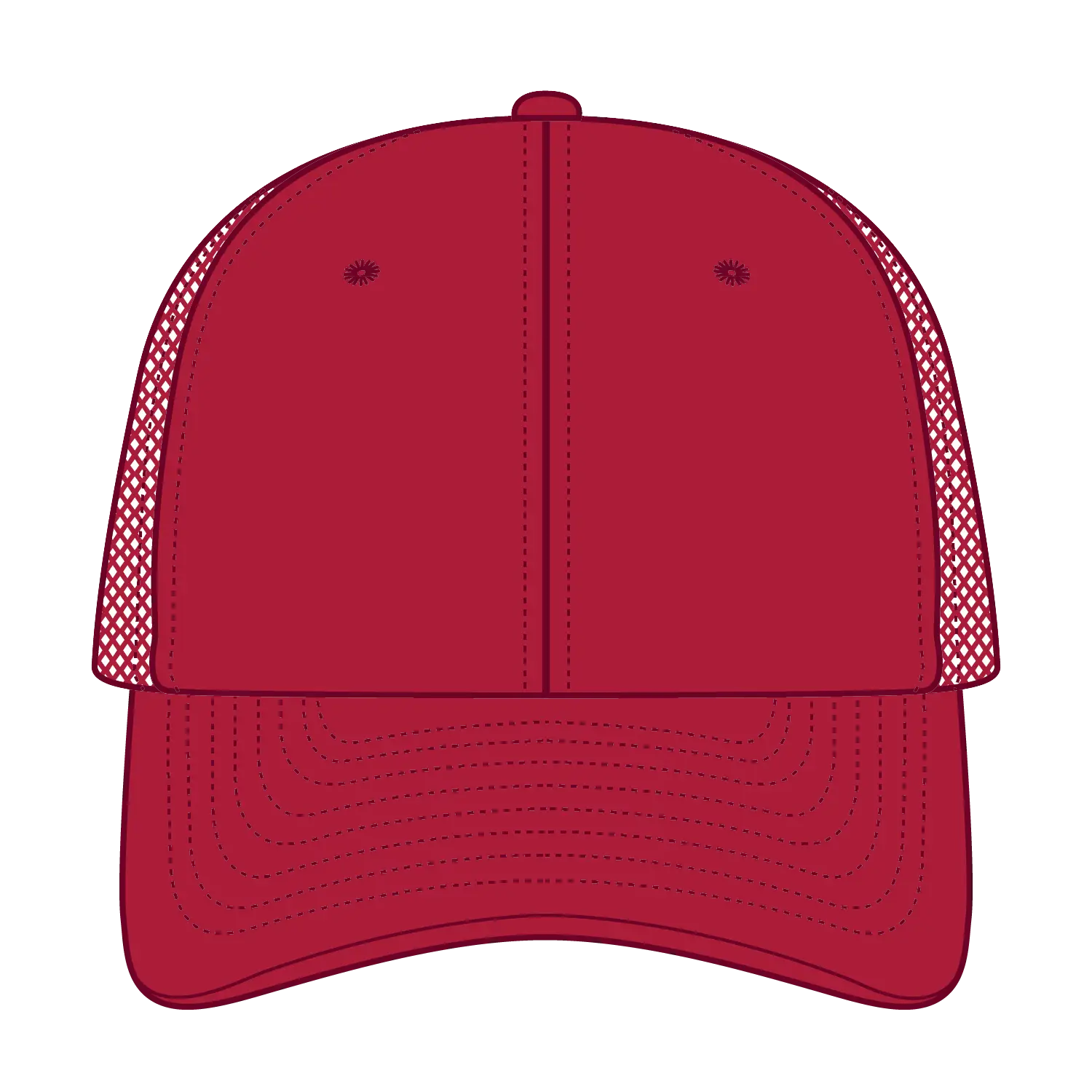 OTTO 83-3 6 Panel Low Profile Mesh Back Trucker Cap - Red - Red / 7 3/8’’ - 7 5/8’’