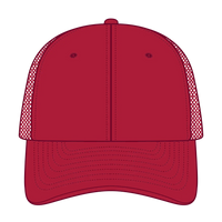 OTTO 83-3 6 Panel Low Profile Mesh Back Trucker Cap - Red - Red / 7 3/8’’ - 7 5/8’’