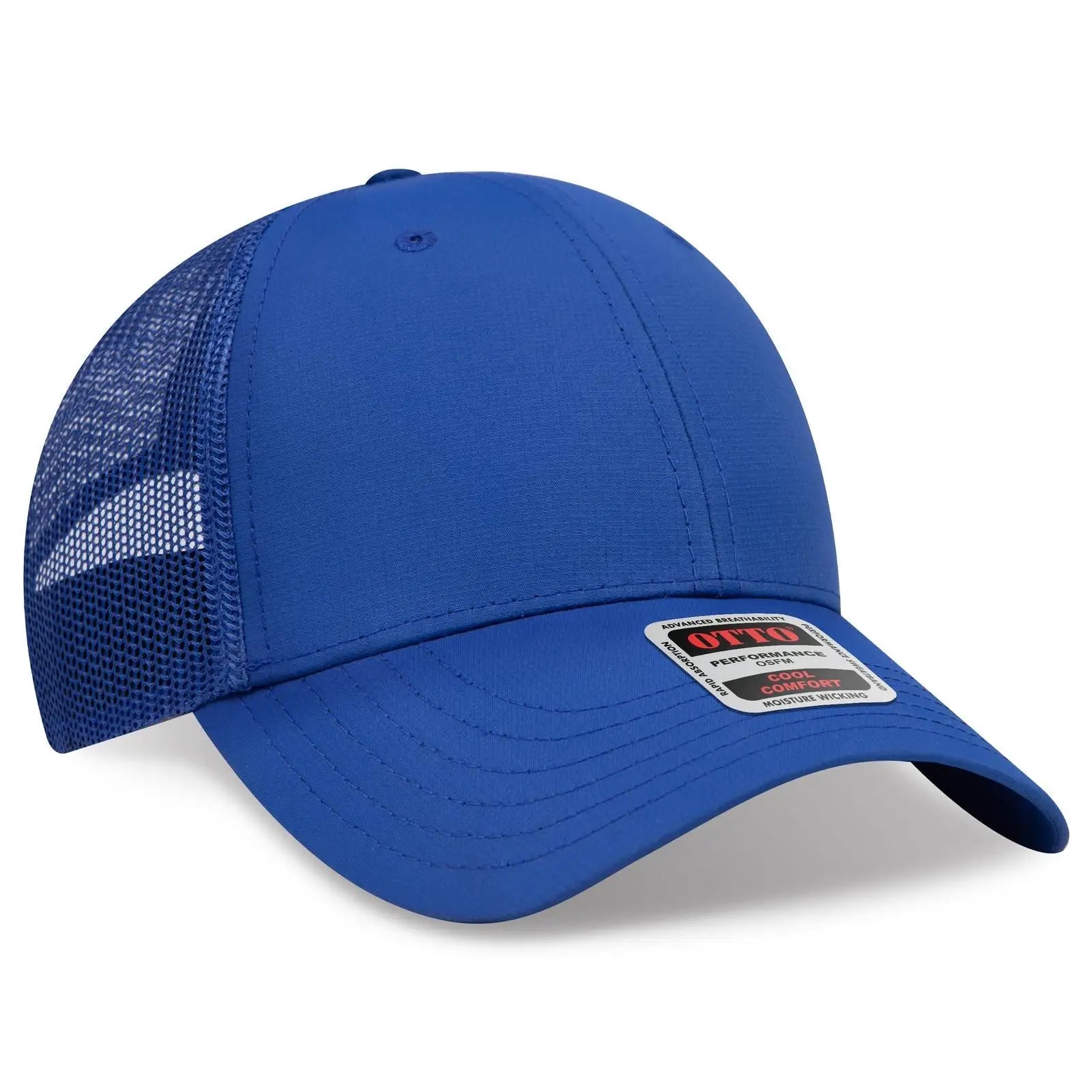 OTTO 83-3 6 Panel Low Profile Mesh Back Trucker Cap - Royal - Royal / 7 3/8’’ - 7 5/8’’