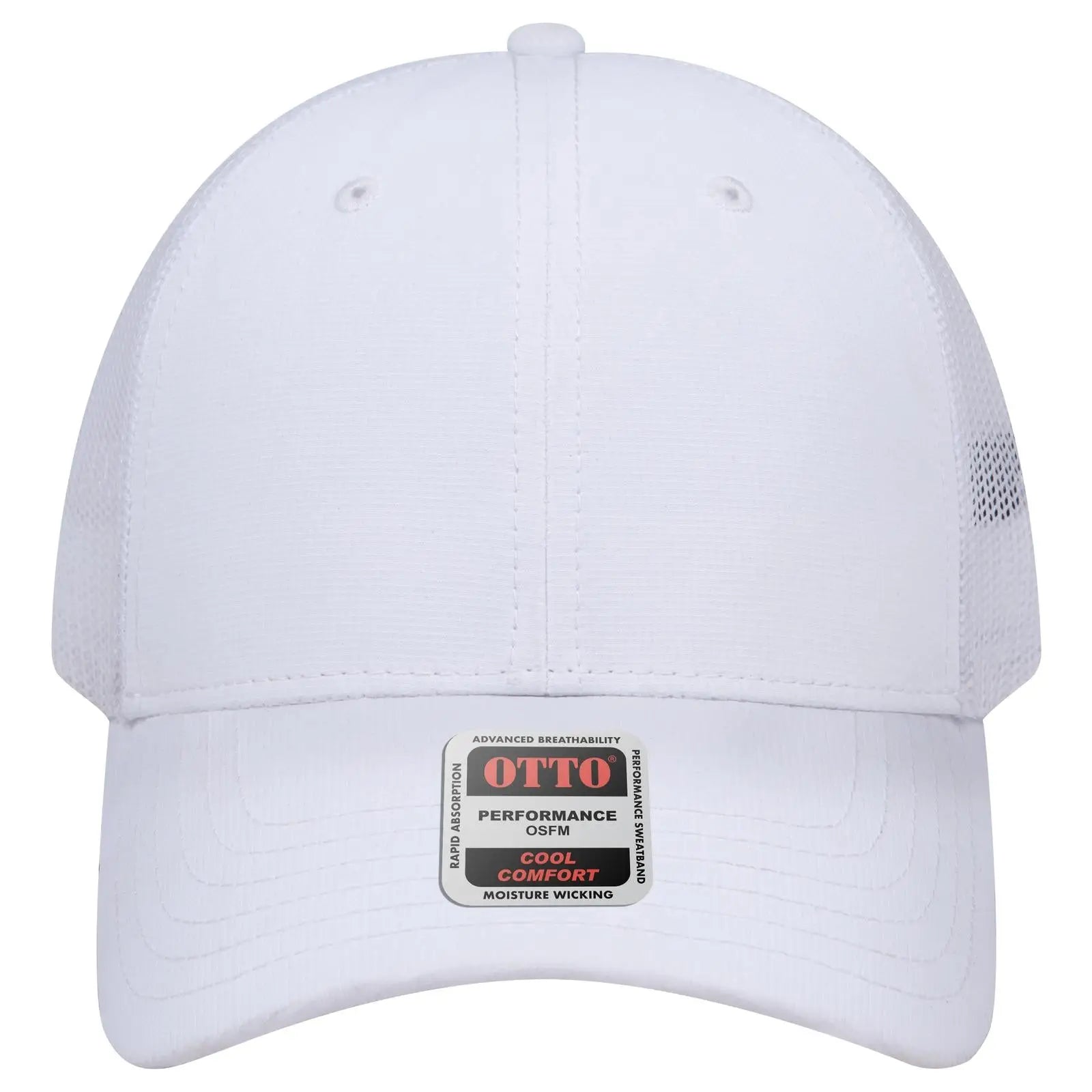 OTTO 83-3 6 Panel Low Profile Mesh Back Trucker Cap - White - White / 7 3/8’’ - 7 5/8’’