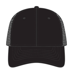 OTTO 83-4 6 Panel Low Profile Mesh Back Trucker Cap - Black - Black / 7 3/8’’ - 7 5/8’’