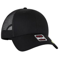 OTTO 83-4 6 Panel Low Profile Mesh Back Trucker Cap - Black - Black / 7 3/8’’ - 7 5/8’’