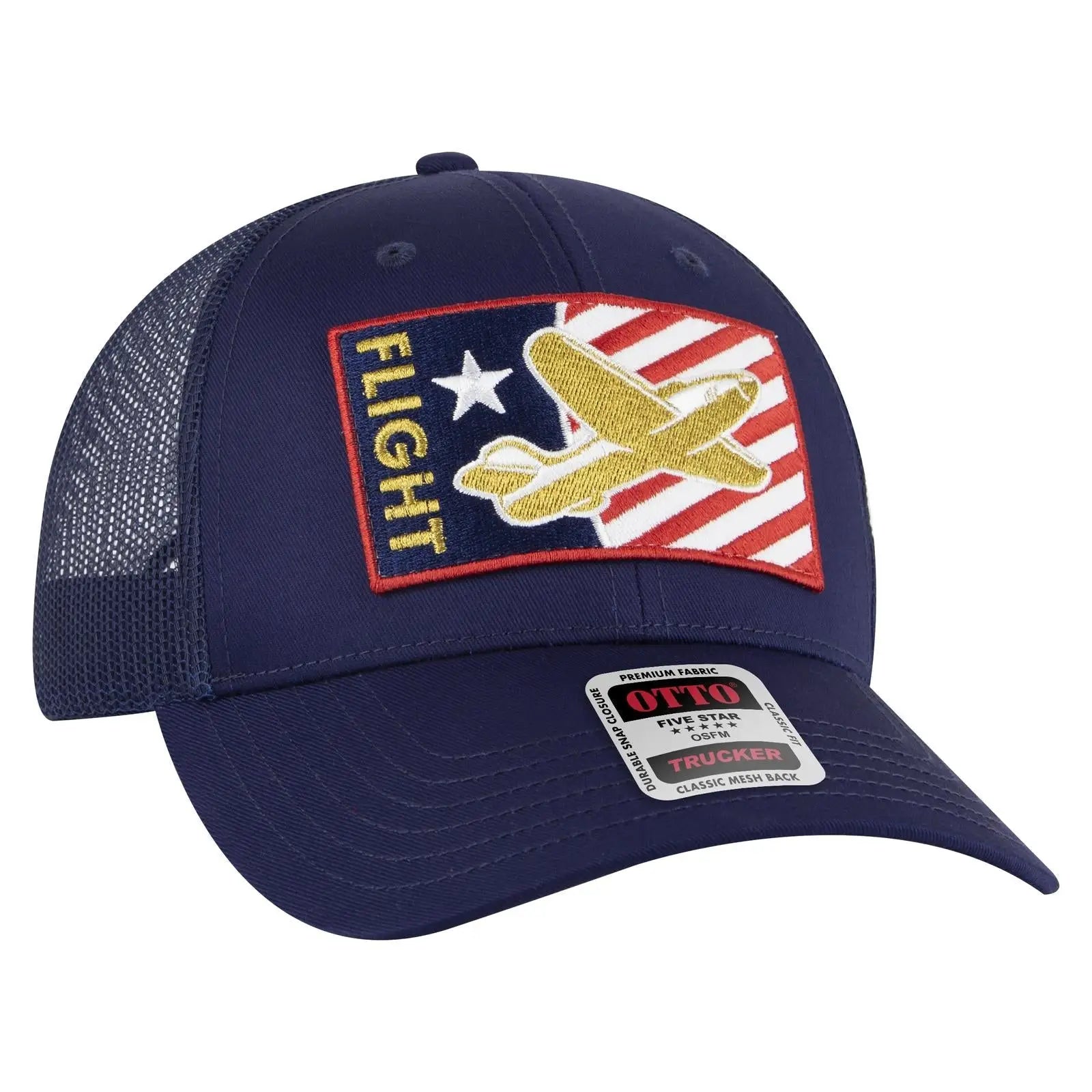 OTTO 83-4 6 Panel Low Profile Mesh Back Trucker Cap - Black - Black / 7 3/8’’ - 7 5/8’’