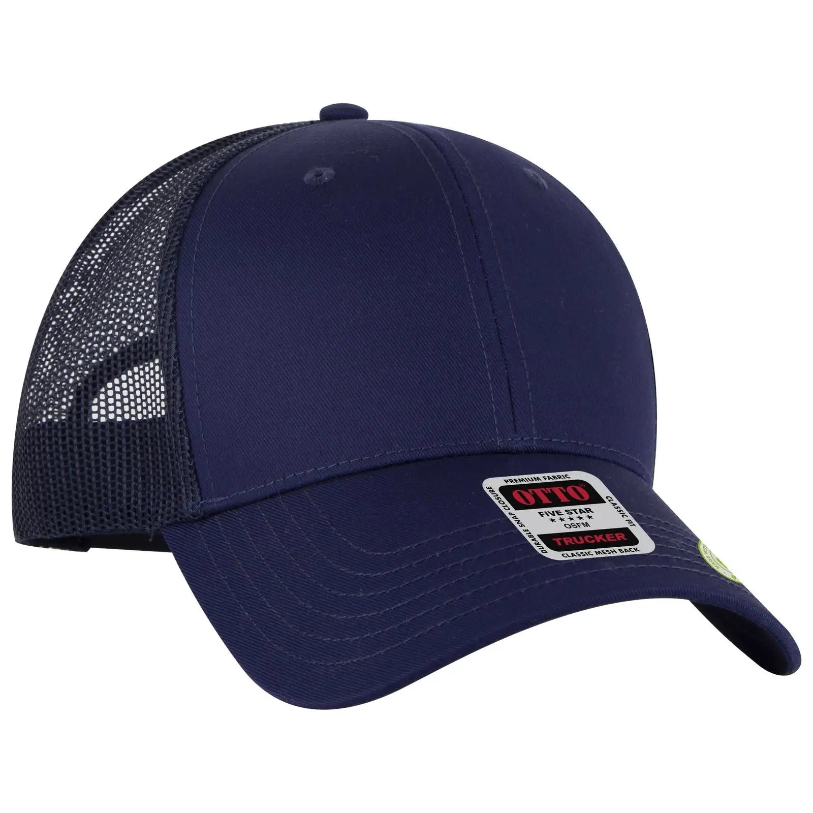 OTTO 83-4 6 Panel Low Profile Mesh Back Trucker Cap - Navy - Navy / 7 3/8’’ - 7 5/8’’