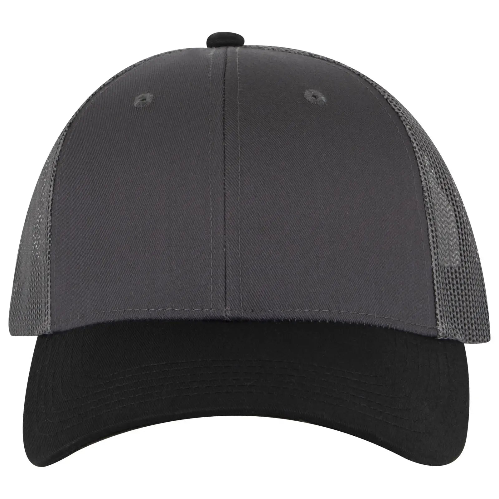 OTTO 83-473 6 Panel Low Profile Mesh Back Trucker Cap - Blk/Ch.Gry/Ch.Gry - Blk/Ch.Gry/Ch.Gry / 6 1/2’’ - 7 5/8’’