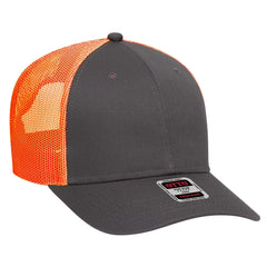 OTTO 83-473 6 Panel Low Profile Mesh Back Trucker Cap - Ch.Gry/Ch.Gry/N.Org - Ch.Gry/Ch.Gry/N.Org / 6 1/2’’ - 7 5/8’’
