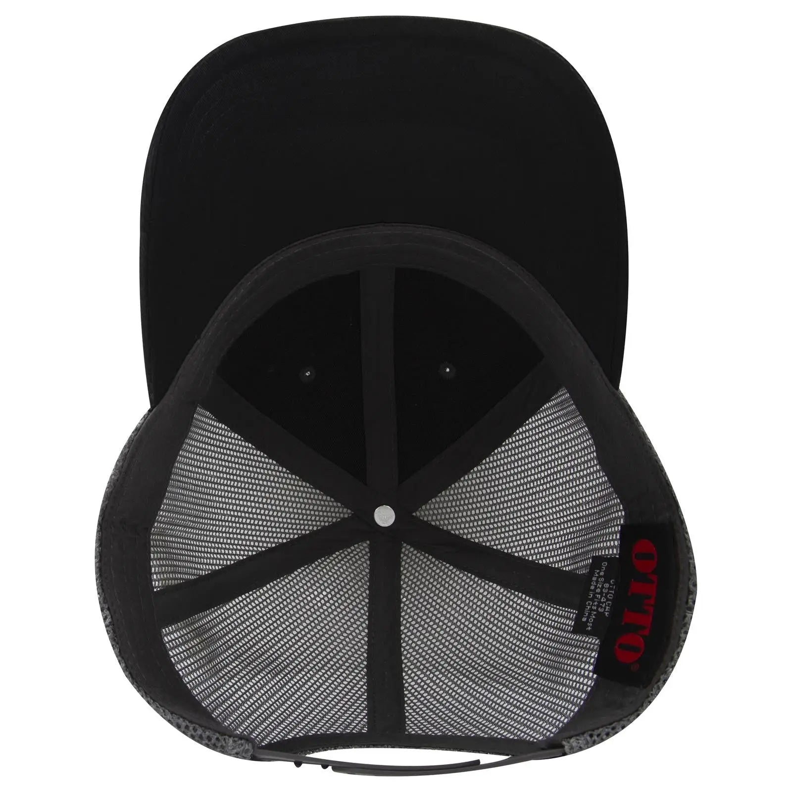 OTTO 83-473 6 Panel Low Profile Mesh Back Trucker Cap - Blk/Ch.Gry/Ch.Gry - Blk/Ch.Gry/Ch.Gry / 6 1/2’’ - 7 5/8’’