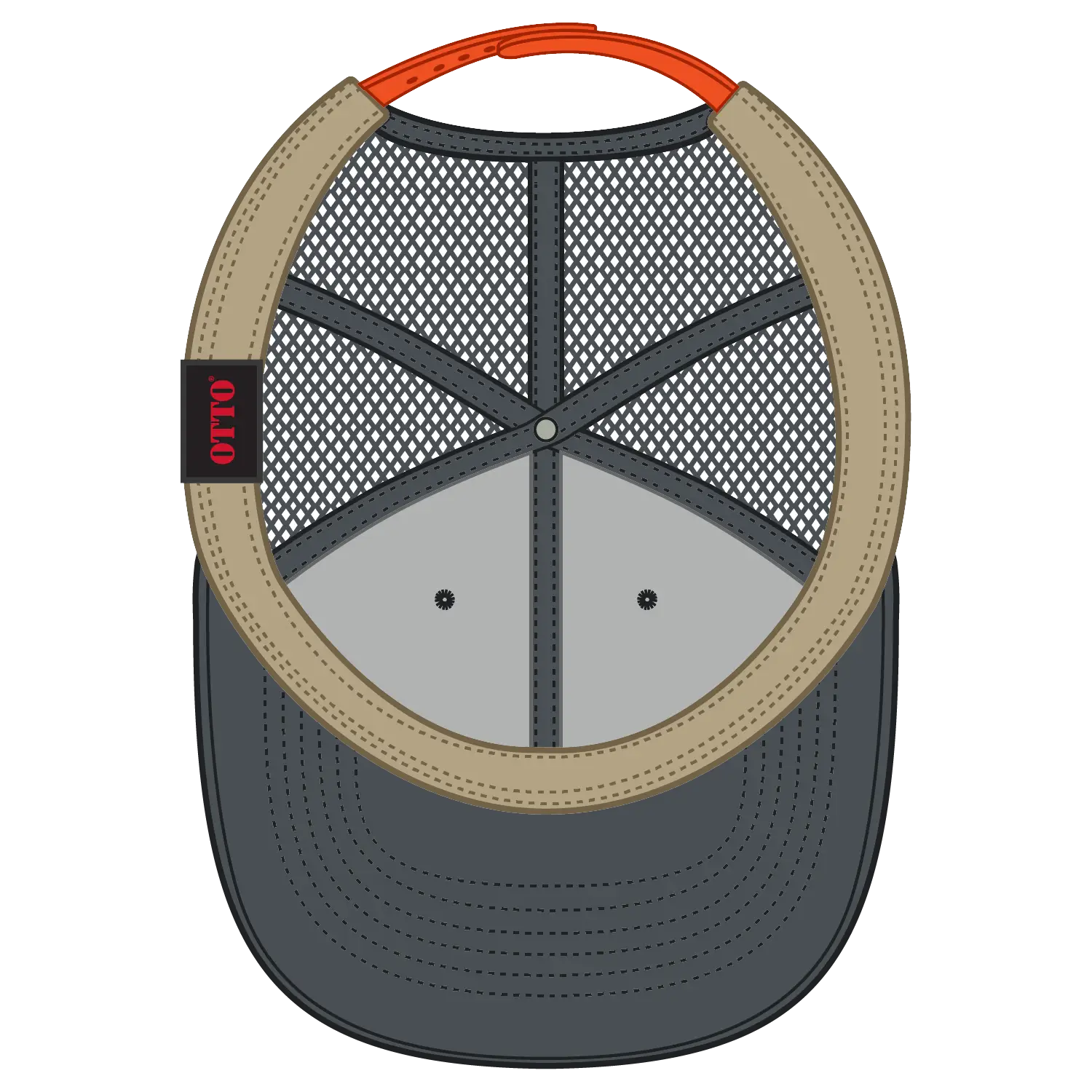 OTTO 83-473 6 Panel Low Profile Mesh Back Trucker Cap - Ch.Gry/Ch.Gry/N.Org - Ch.Gry/Ch.Gry/N.Org / 6 1/2’’ - 7 5/8’’