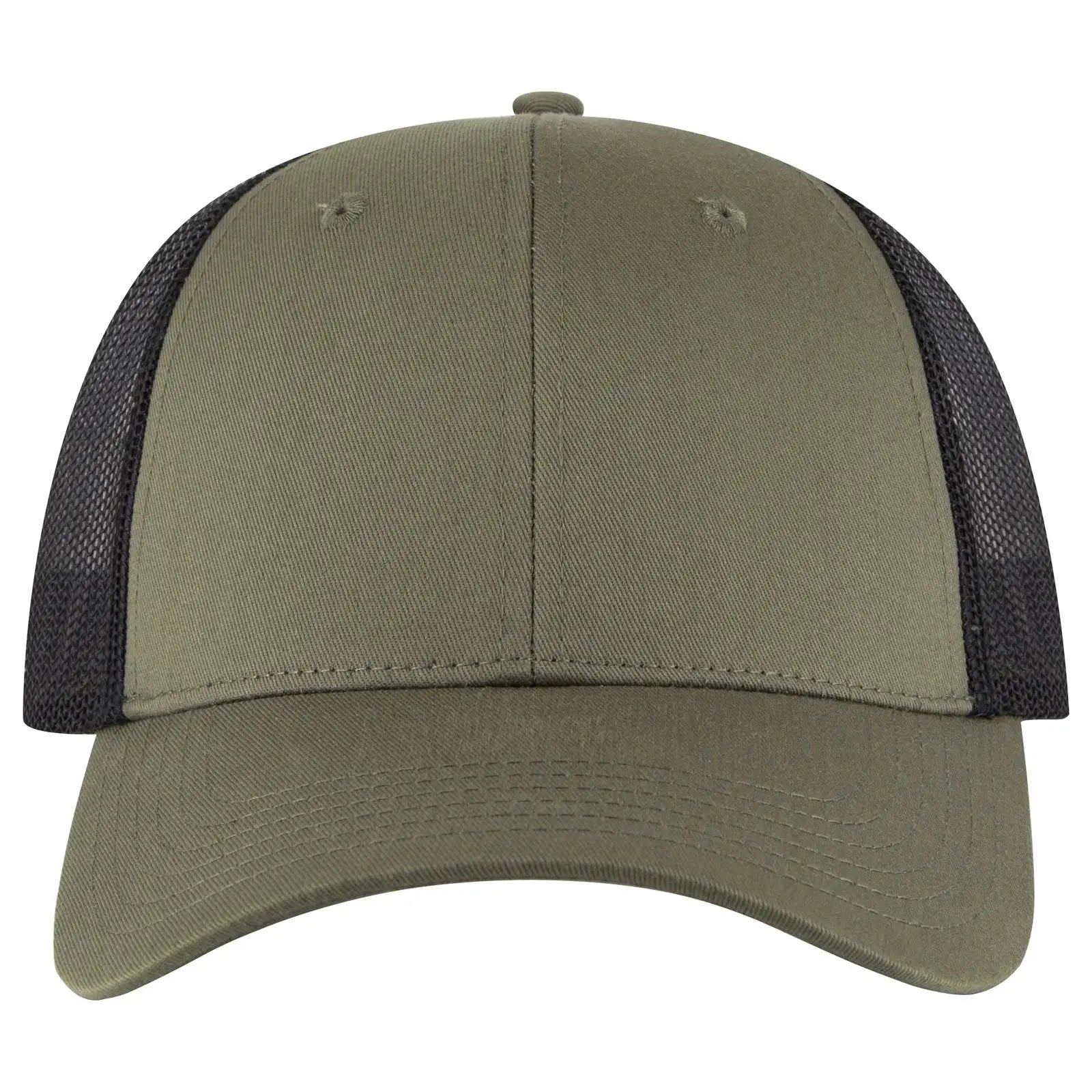 OTTO 83-473 6 Panel Low Profile Mesh Back Trucker Cap - Ol.Grn/Ol.Grn/Blk - Ol.Grn/Ol.Grn/Blk / 6 1/2’’ - 7 5/8’’