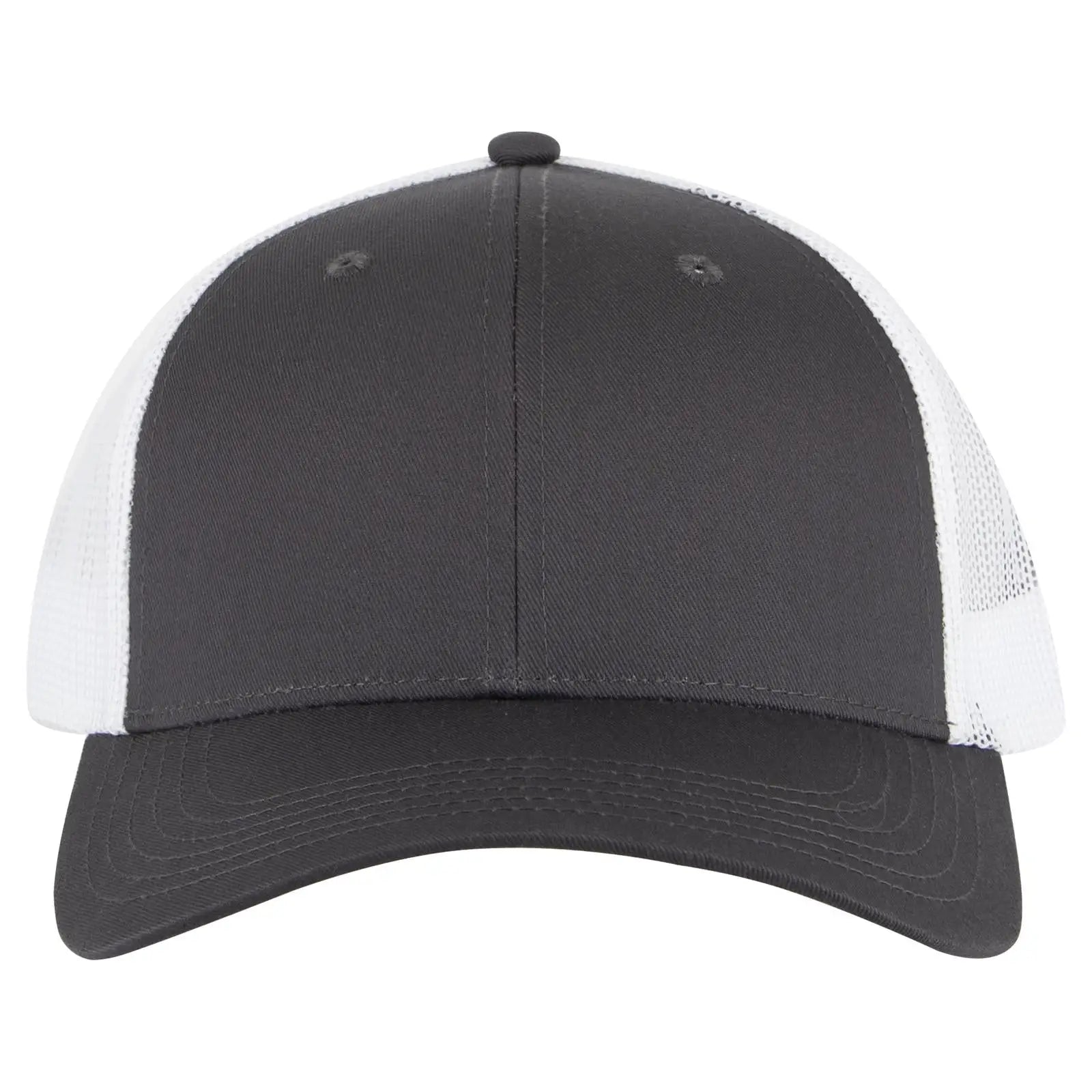 OTTO 83-473 6 Panel Low Profile Mesh Back Trucker Cap - Ch.Gry/Ch.Gry/Wht - Ch.Gry/Ch.Gry/Wht / 6 1/2’’ - 7 5/8’’