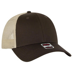 OTTO 83-473 6 Panel Low Profile Mesh Back Trucker Cap - Dk.Brn/Dk.Brn/Kha - Dk.Brn/Dk.Brn/Kha / 6 1/2’’ - 7 5/8’’