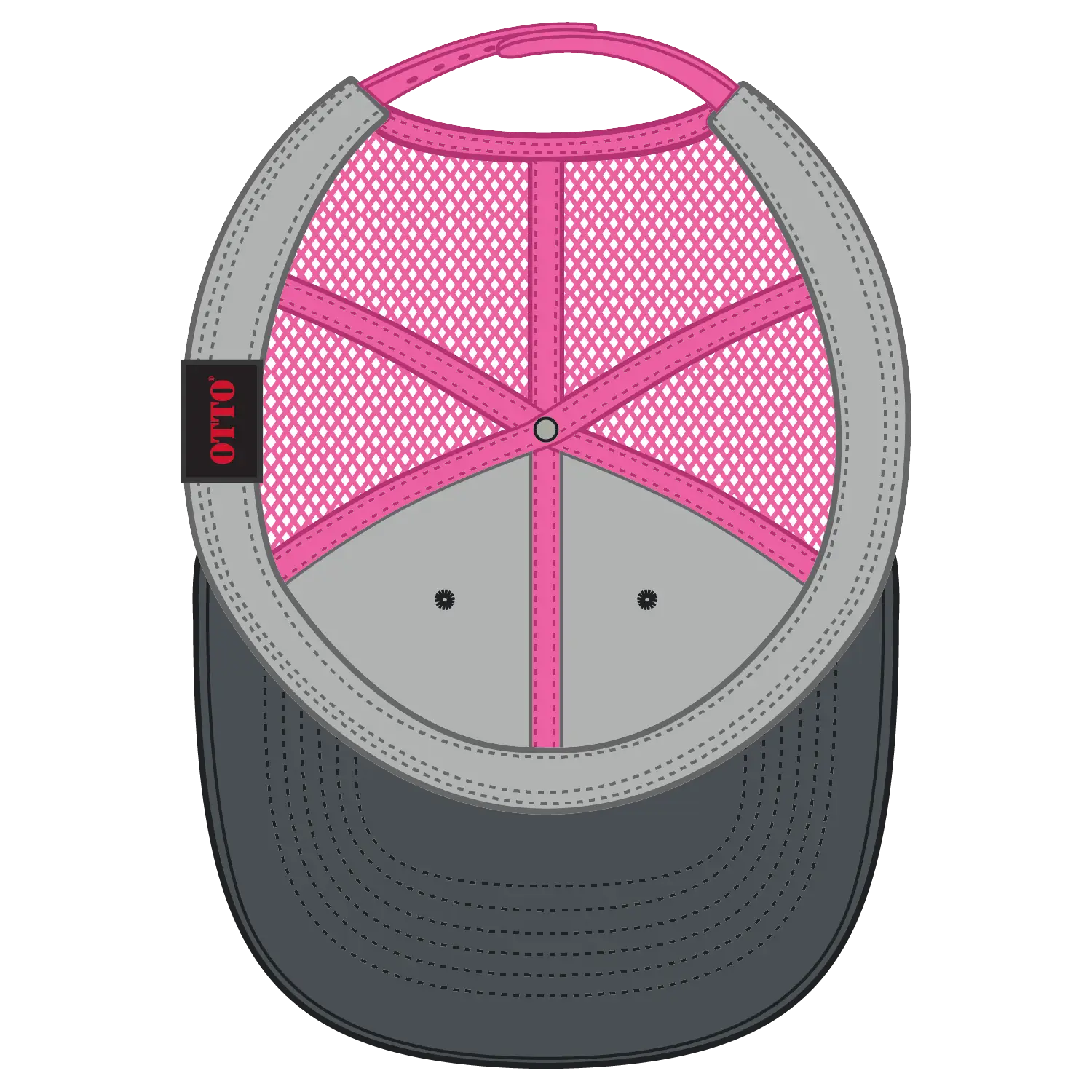 OTTO 83-473 6 Panel Low Profile Mesh Back Trucker Cap - Ch.Gry/Ch.Gry/N.Pnk - Ch.Gry/Ch.Gry/N.Pnk / 6 1/2’’ - 7 5/8’’