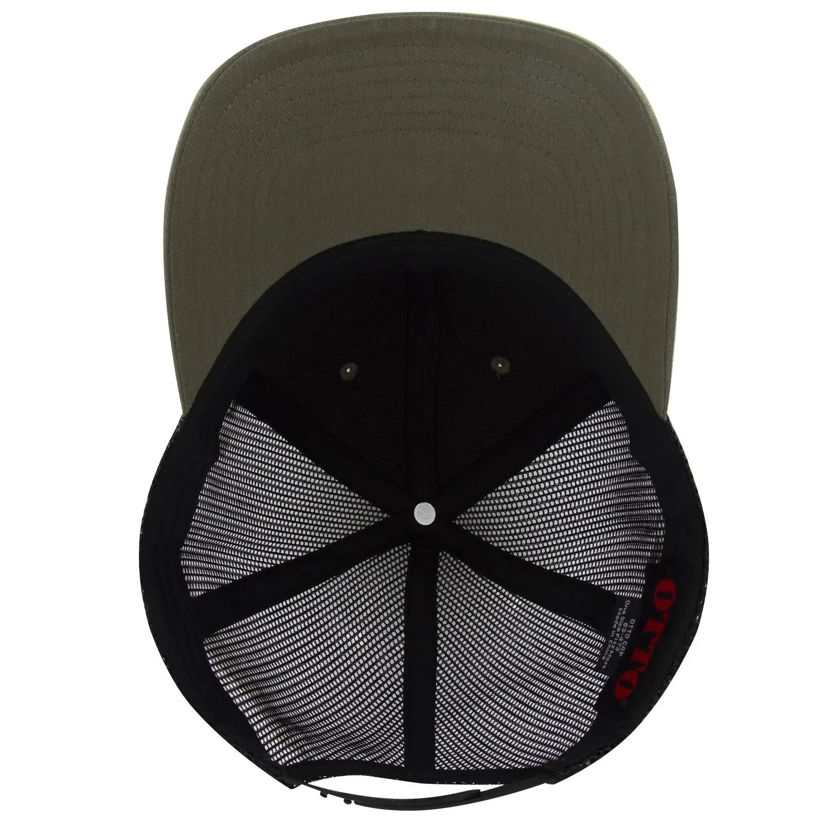 OTTO 83-473 6 Panel Low Profile Mesh Back Trucker Cap - Ol.Grn/Ol.Grn/Blk - Ol.Grn/Ol.Grn/Blk / 6 1/2’’ - 7 5/8’’