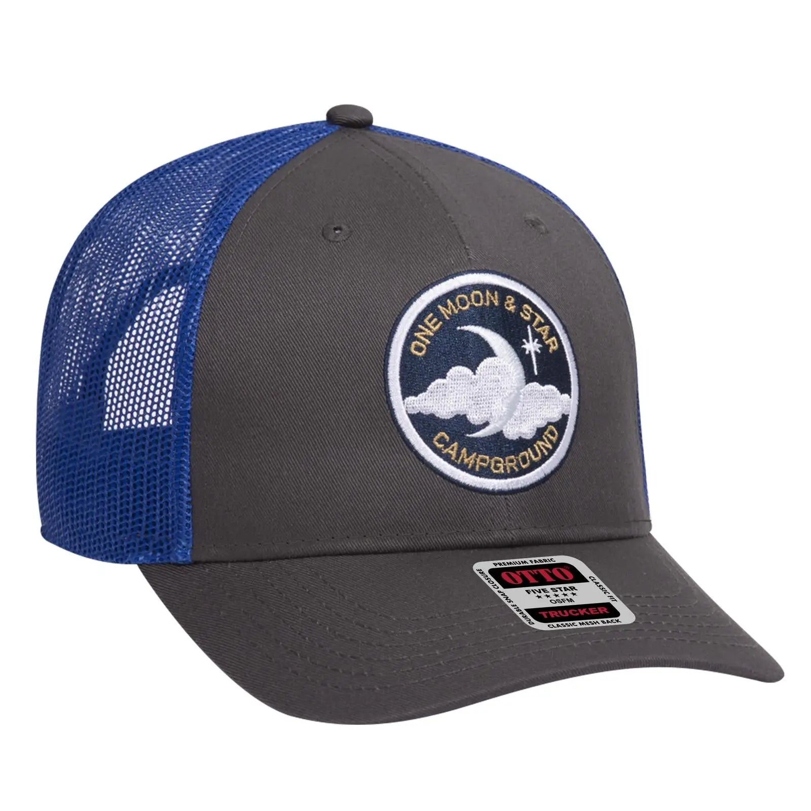 OTTO 83-473 6 Panel Low Profile Mesh Back Trucker Cap - Ch.Gry/Ch.Gry/Ryl - Ch.Gry/Ch.Gry/Ryl / 6 1/2’’ - 7 5/8’’