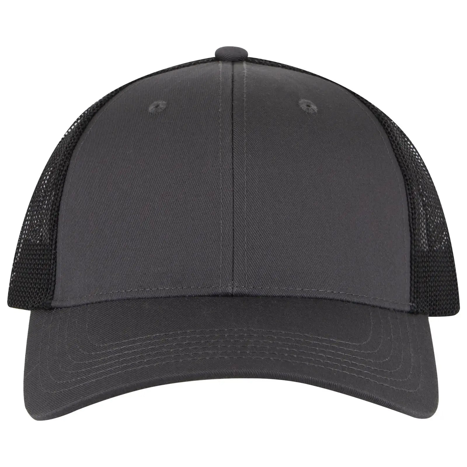 OTTO 83-473 6 Panel Low Profile Mesh Back Trucker Cap - Ch.Gry/Ch.Gry/Blk - Ch.Gry/Ch.Gry/Blk / 6 1/2’’ - 7 5/8’’