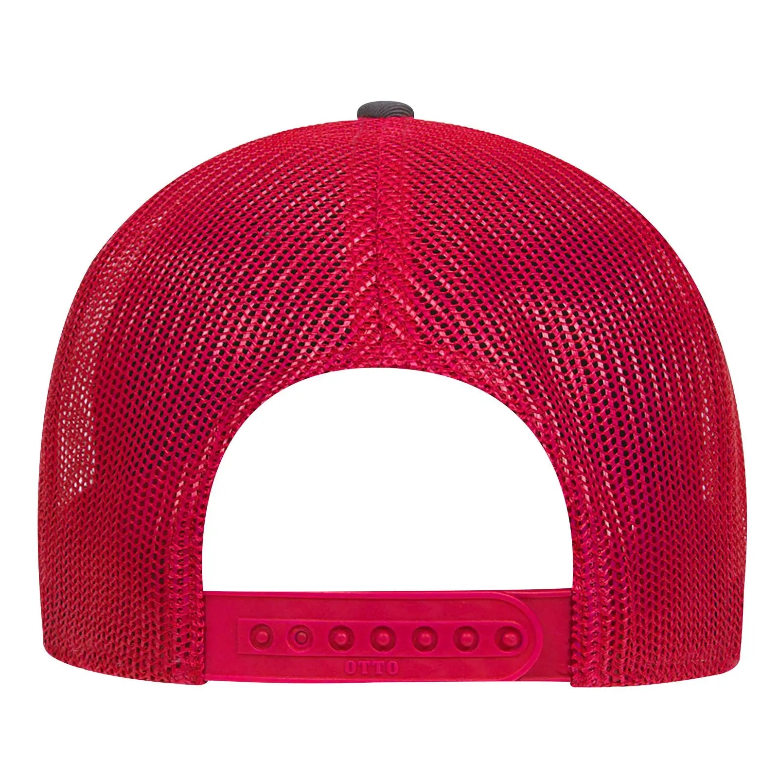 OTTO 83-473 6 Panel Low Profile Mesh Back Trucker Cap - Ch.Gry/Ch.Gry/Red - Ch.Gry/Ch.Gry/Red / 6 1/2’’ - 7 5/8’’