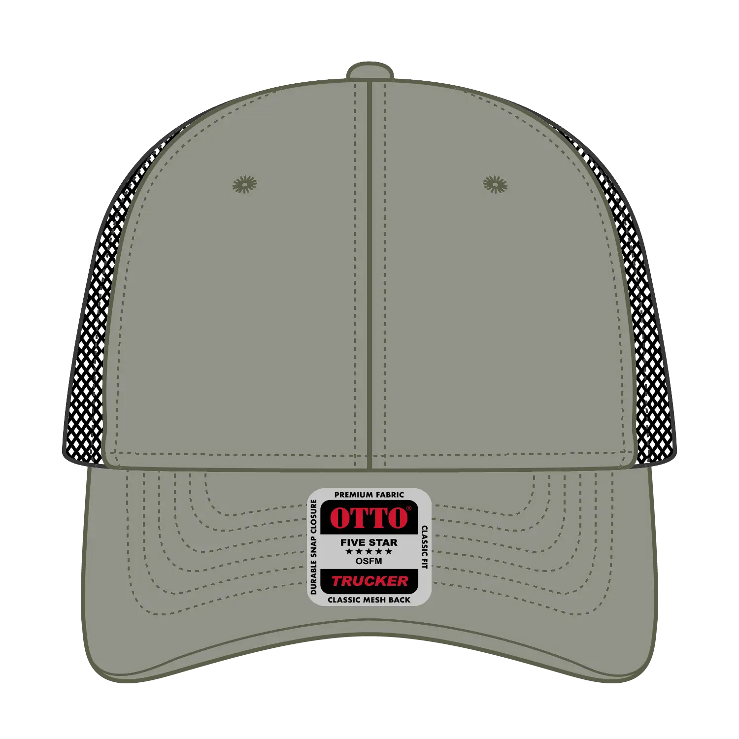 OTTO 83-473 6 Panel Low Profile Mesh Back Trucker Cap - Ol.Grn/Ol.Grn/Blk - Ol.Grn/Ol.Grn/Blk / 6 1/2’’ - 7 5/8’’