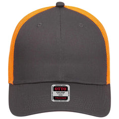 OTTO 83-473 6 Panel Low Profile Mesh Back Trucker Cap - Ch.Gry/Ch.Gry/N.Org - Ch.Gry/Ch.Gry/N.Org / 6 1/2’’ - 7 5/8’’
