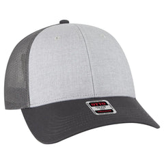 OTTO 83-473 6 Panel Low Profile Mesh Back Trucker Cap - CharcoalGray/HeatherGray/CharcoalGray