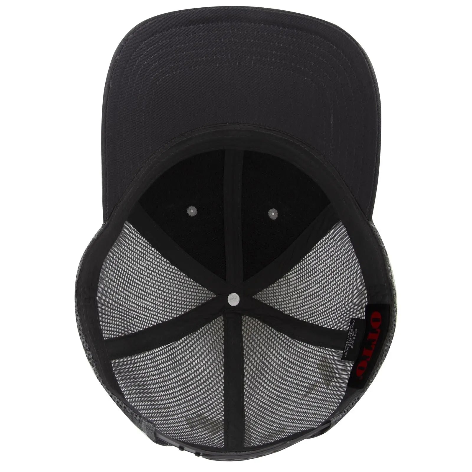 OTTO 83-473 6 Panel Low Profile Mesh Back Trucker Cap - CharcoalGray/HeatherGray/CharcoalGray