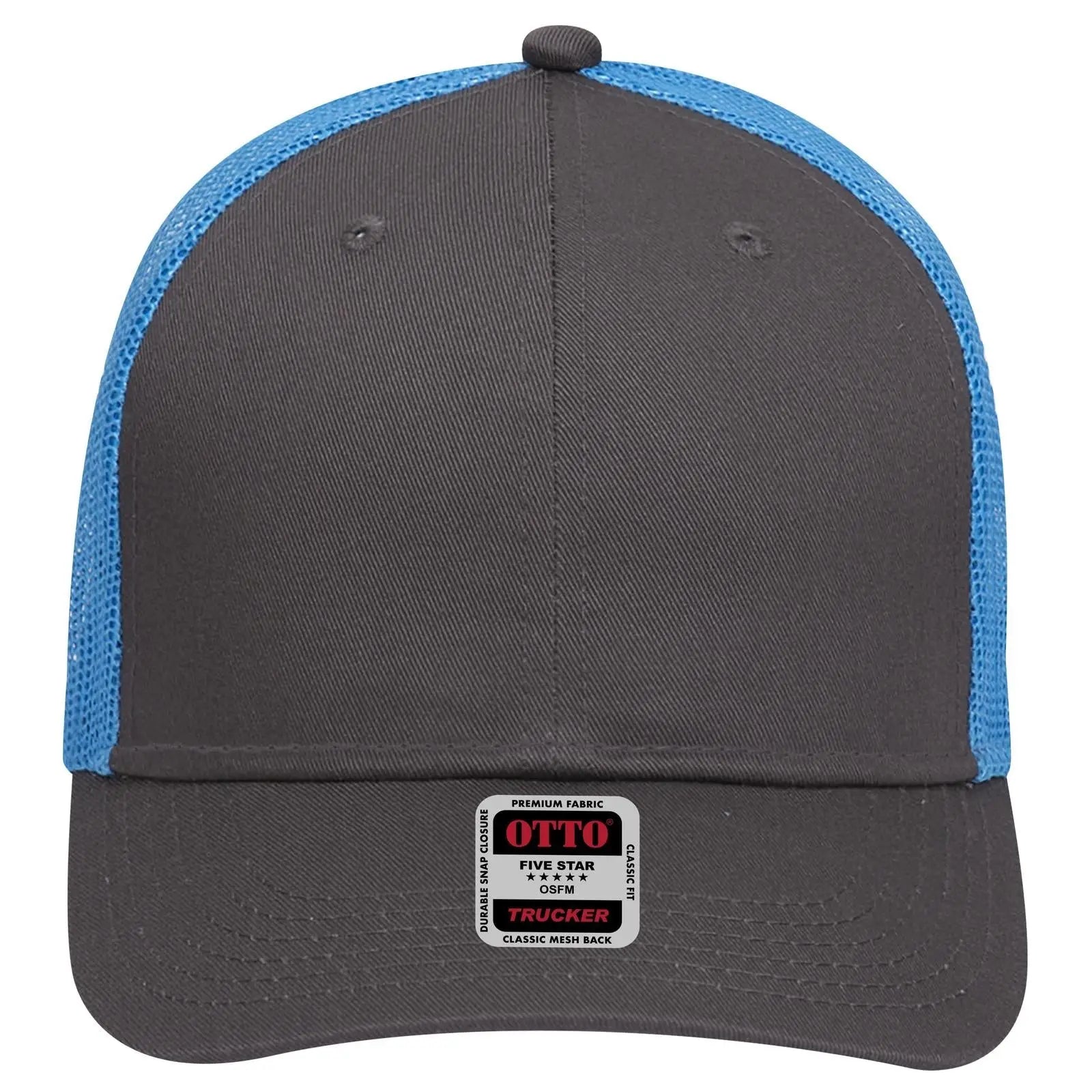 OTTO 83-473 6 Panel Low Profile Mesh Back Trucker Cap - Ch.Gry/CH.Gry/N.Blu - Ch.Gry/CH.Gry/N.Blu / 6 1/2’’ - 7 5/8’’