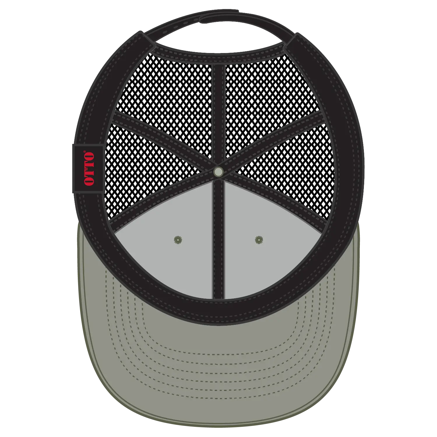 OTTO 83-473 6 Panel Low Profile Mesh Back Trucker Cap - Ol.Grn/Ol.Grn/Blk - Ol.Grn/Ol.Grn/Blk / 6 1/2’’ - 7 5/8’’