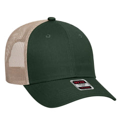 OTTO 83-473 6 Panel Low Profile Mesh Back Trucker Cap - Dk.Grn/Dk.Grn/Kha - Dk.Grn/Dk.Grn/Kha / 6 1/2’’ - 7 5/8’’