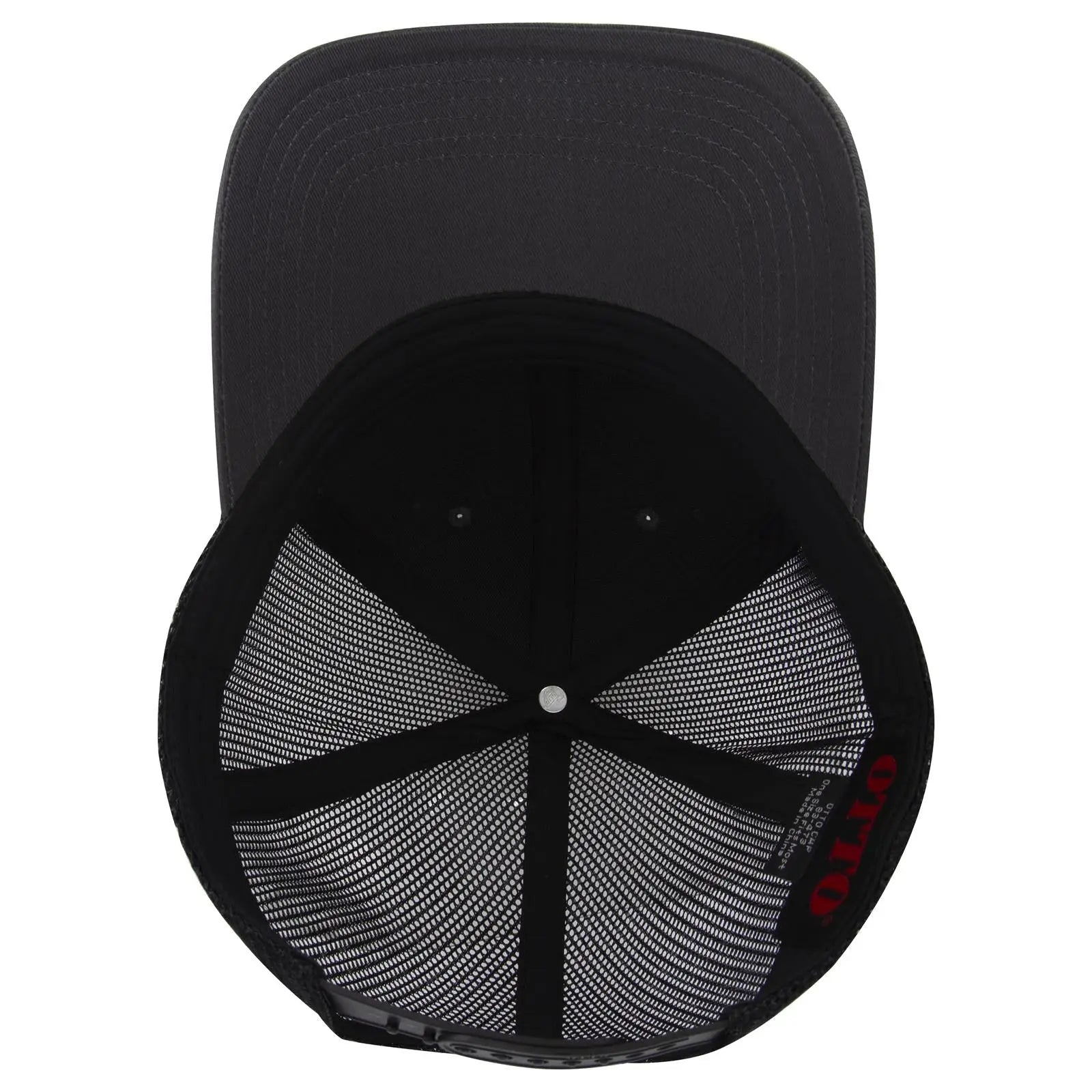 OTTO 83-473 6 Panel Low Profile Mesh Back Trucker Cap - Ch.Gry/Ch.Gry/Blk - Ch.Gry/Ch.Gry/Blk / 6 1/2’’ - 7 5/8’’