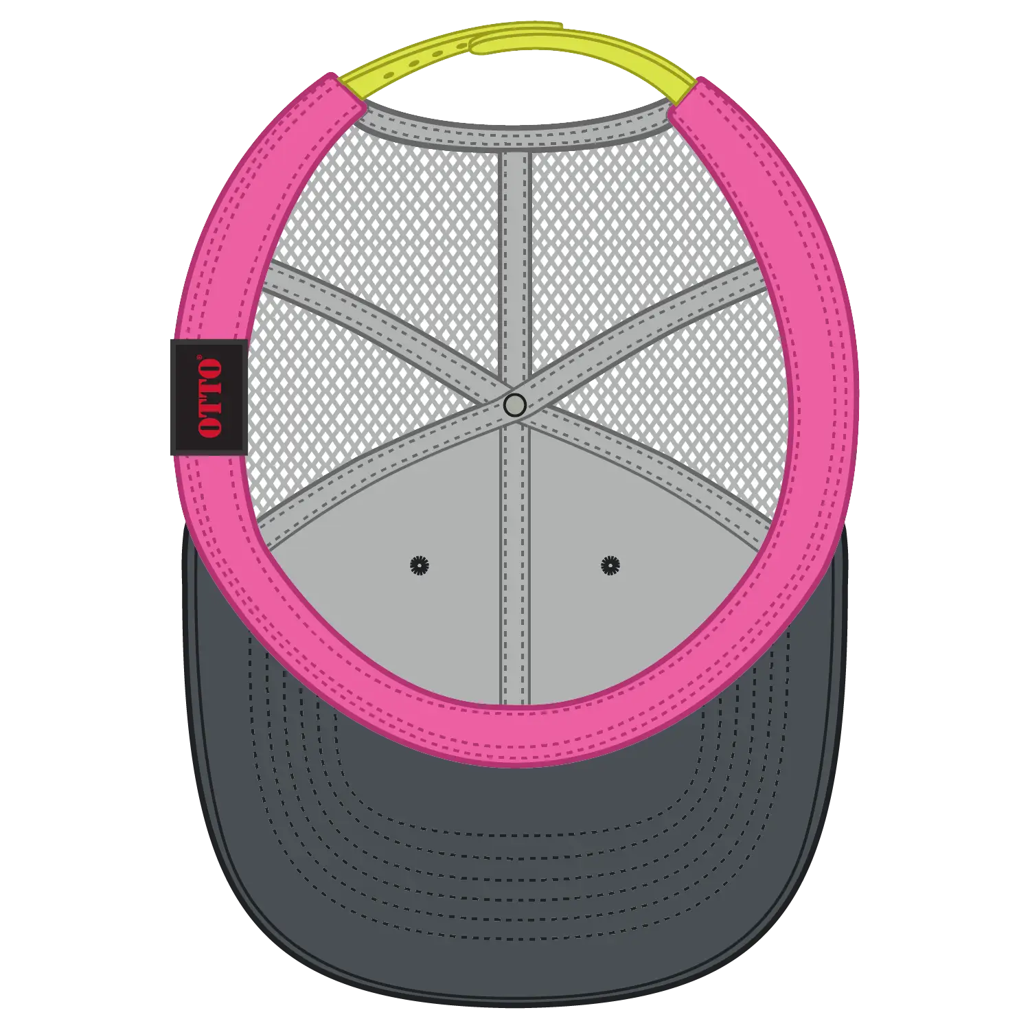 OTTO 83-473 6 Panel Low Profile Mesh Back Trucker Cap - Ch.Gry/Ch.Gry/N.Yel - Ch.Gry/Ch.Gry/N.Yel / 6 1/2’’ - 7 5/8’’